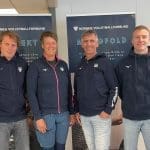 Fra venstre; Sportssjef Matt van Wezel, landslagstrenere Elisabeth Eyde og John Walstad og NVBFs nye parakonsulent Øyvind Lie (oppstart 31. juli).